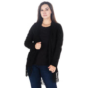 Womens Black Faux Suede Cardigan