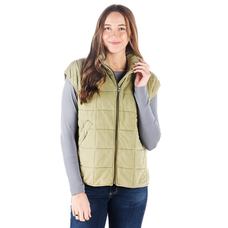 Womens Olive Quilted Vest