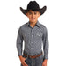 Boys Grey Geo Floral Print Long Sleeve Button Down Shirt