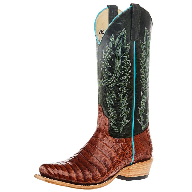 Women`s Brandy Caiman Belly 13 In Emerald Explosion Cowgirl Boot