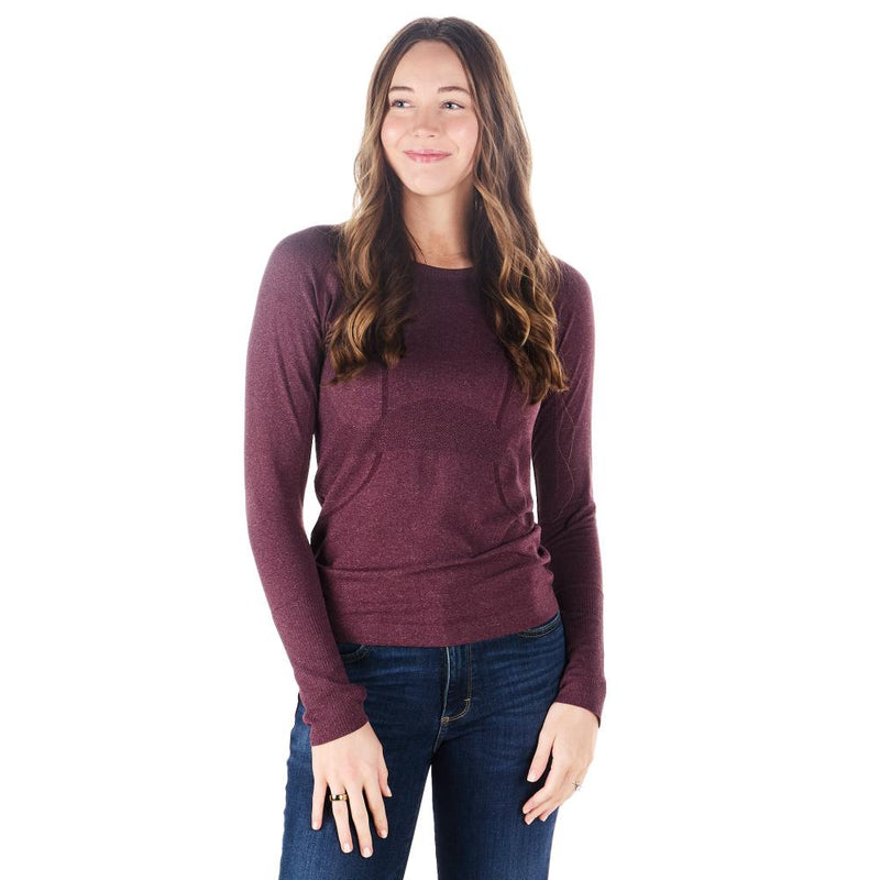 Womens Tack Hack Burgundy Equitation Long Sleeve Tech Tee