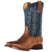 Youth Bart Burnished Brown and Vintage Dark Blue Shaft Cowboy Boot