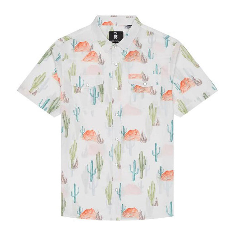 Mens Saguaros Short Sleeve Pearl Snap Shirt