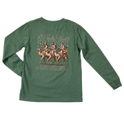 Youth Shining Brightly Dark Green Long Sleeve Tee