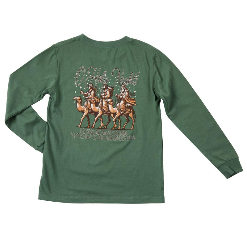 Youth Shining Brightly Dark Green Long Sleeve Tee