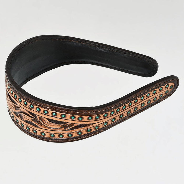 Tooled Headband With Turquoise Dots