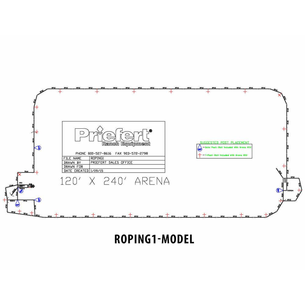 Small Roping Arena Priefert ROPING ARENA 120 x 240 ECONOMY W/O RETURN ALLEY — NRS