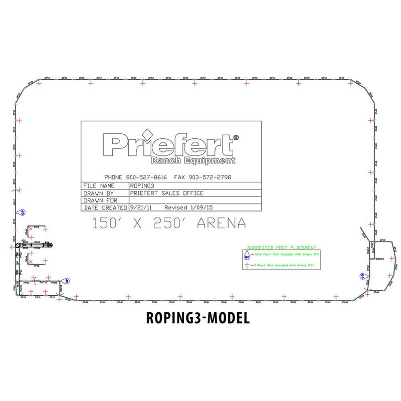 ROPING ARENA 150 x 250 ECONOMY W/O RETURN ALLEY
