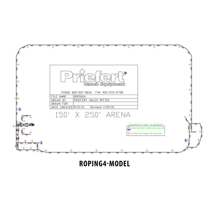 ROPING ARENA 150 x 250 UTILITY W/O RETURN ALLEY