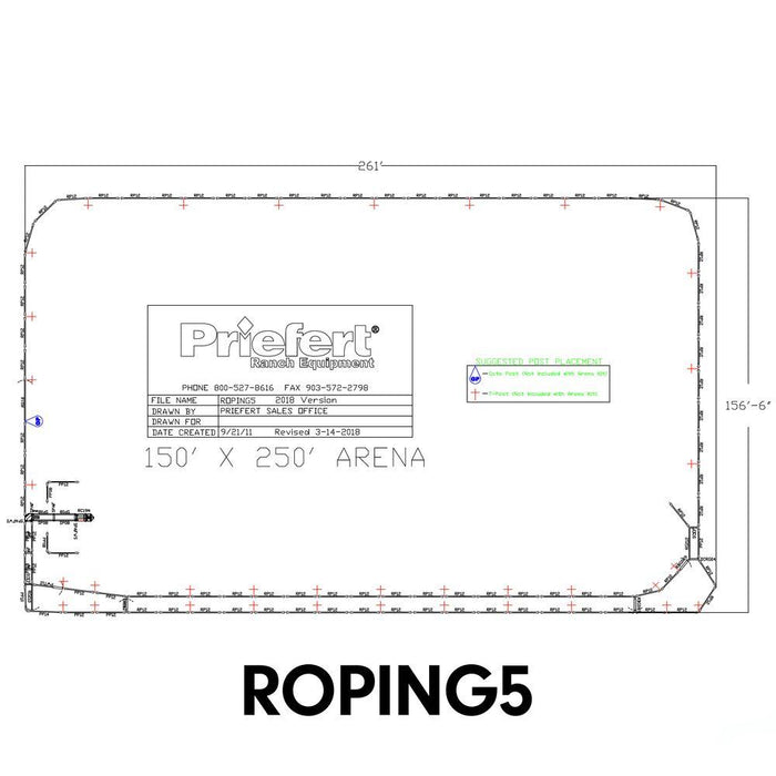 Priefert ROPING ARENA 150 x 250 ECONOMY WITH RETURN ALLEY