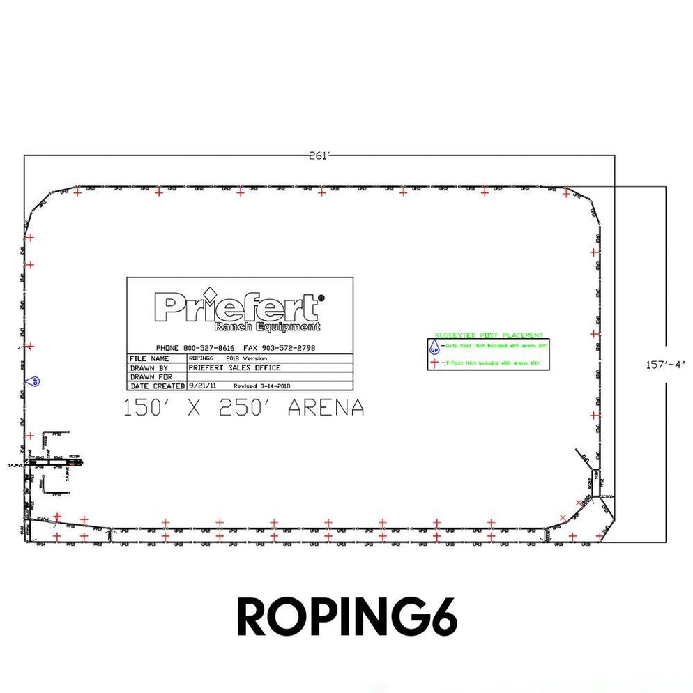 Priefert ROPING ARENA 150 x 250 UTILITY WITH RETURN ALLEY