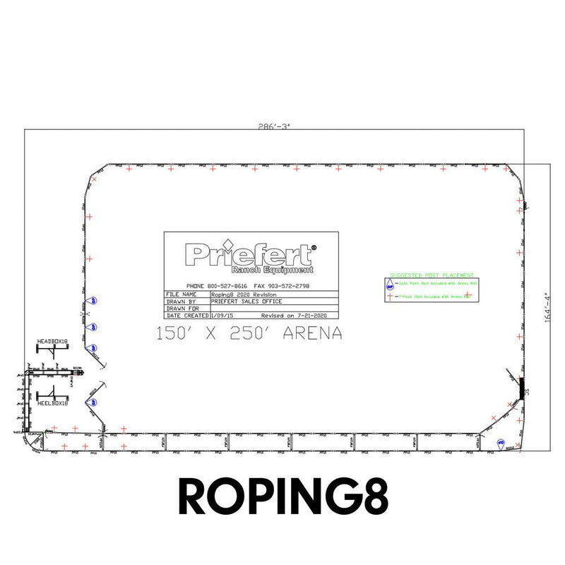 ROPING ARENA 150 x 250 PREMIER WITH 10' RETURN ALLEY