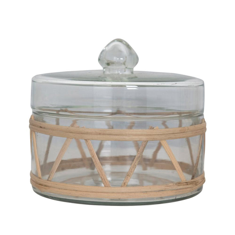 Rattan Wrapped Glass Jar With Lid