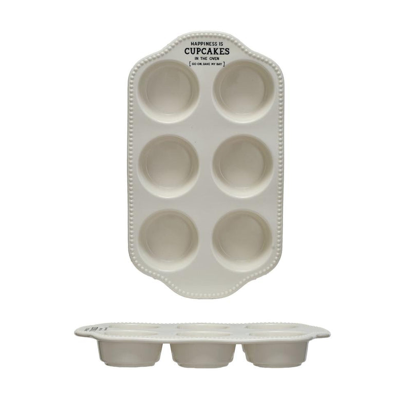 Stoneware Muffin Pan With Hobnail Edge