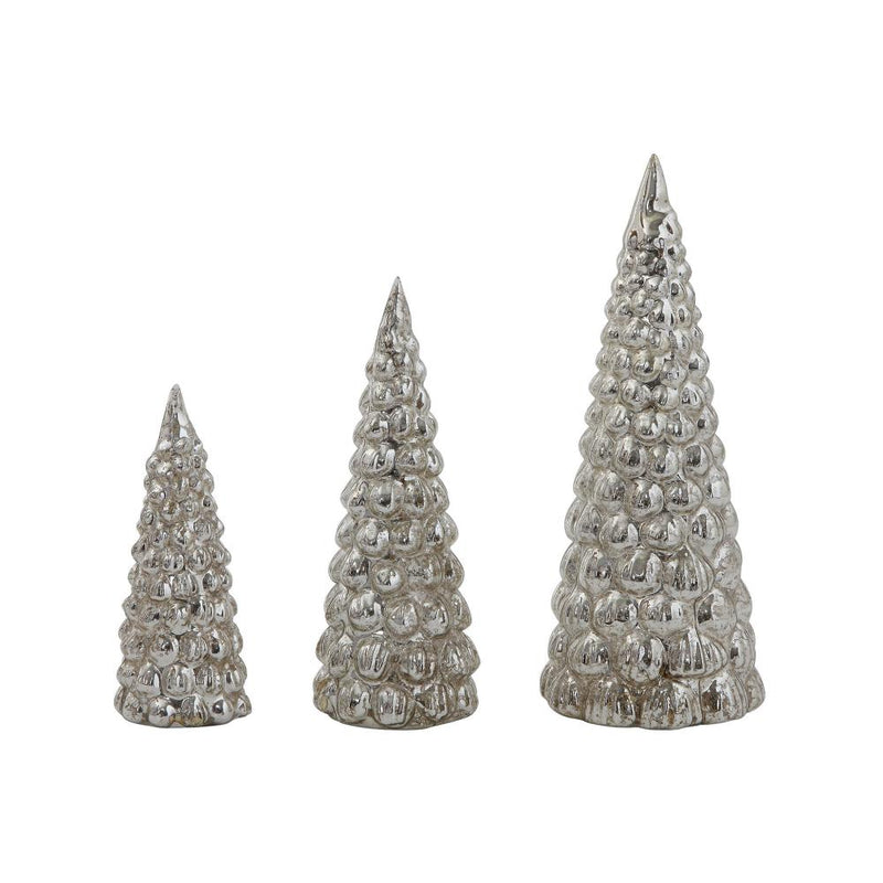 Embossed Mercury Glass Tree Set