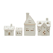 4 Piece Stoneware Village With LED Lights