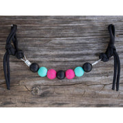 Black Pink Turquoise Silicone Beaded Curb Strap