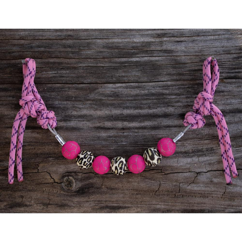 Hot Pink Crackle Leopard Silicone Beaded Curb Strap