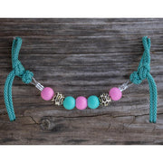 Pink Turquoise Leopard Silicone Beaded Curb Strap