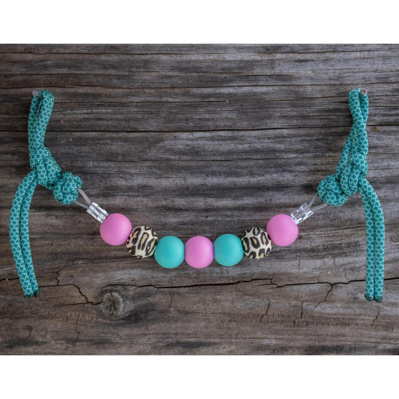Pink Turquoise Leopard Silicone Beaded Curb Strap