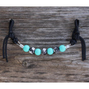 Turquoise Black Floral Silicone Beaded Curb Strap