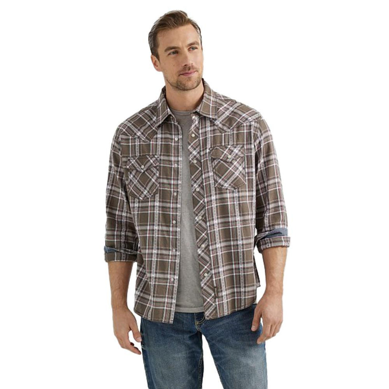 Mens Retro Long Sleeve Snap Shirt