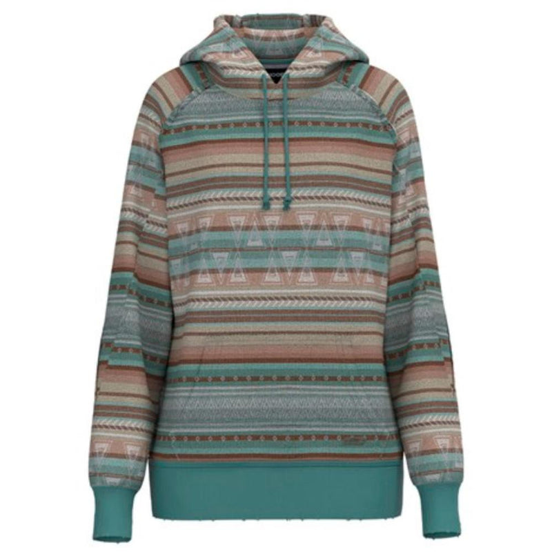 Women's Turquoise Serape Distressed Hoodie