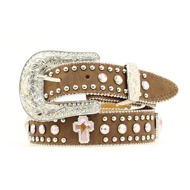 Girls M&F Western Brown Crystal Cross Belt