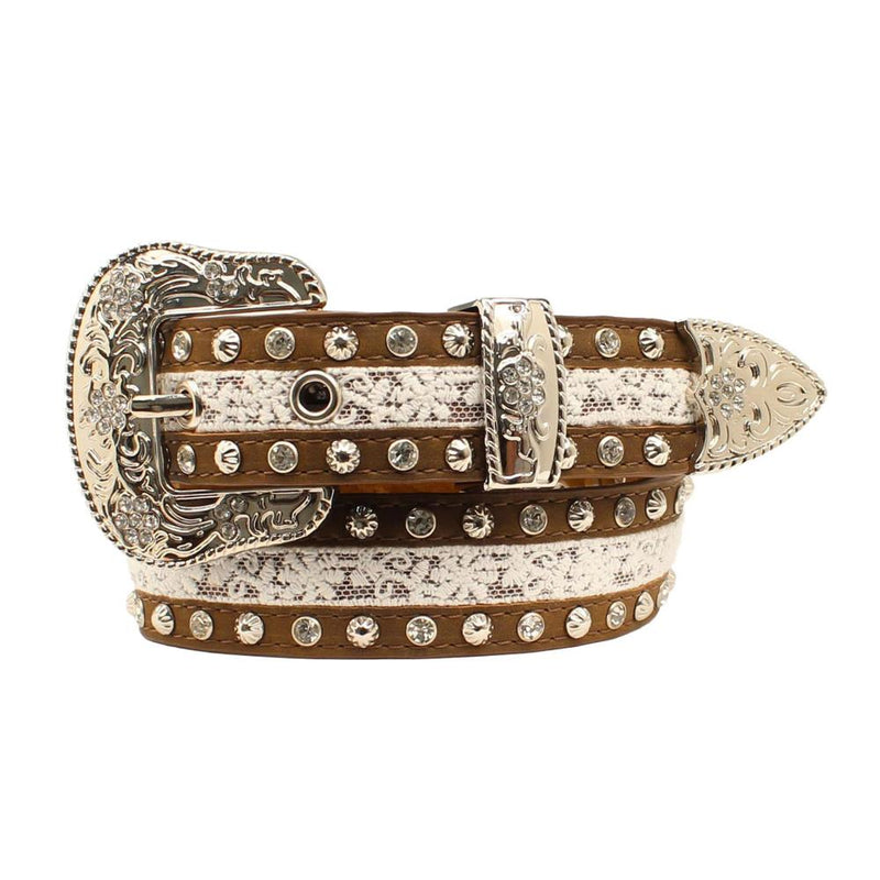 Girl's 1 1/4in Tan Lace/Stud Belt