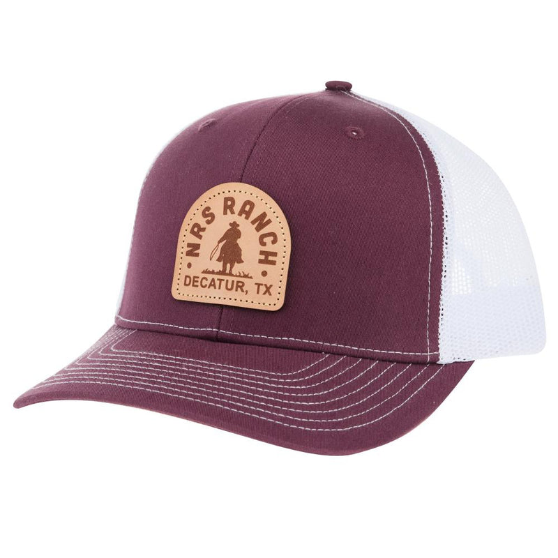 Ranch Leather Patch Maroon/White Cap