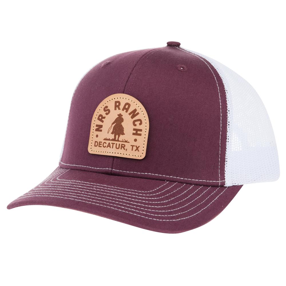 NRS Ranch Leather Patch Maroon/White Cap
