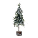 Fuax Fir Tree With Wood Base Snow Finish