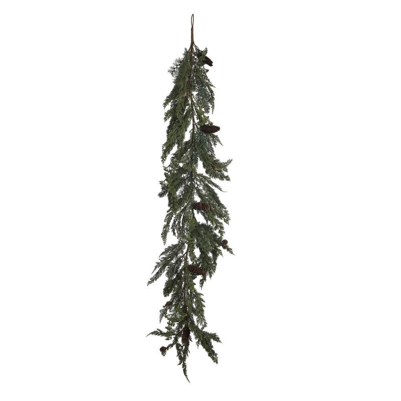 Fuax Spruce/Pine Garland With Natural Pinecones