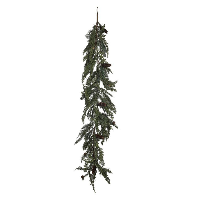 Fuax Spruce/Pine Garland With Natural Pinecones