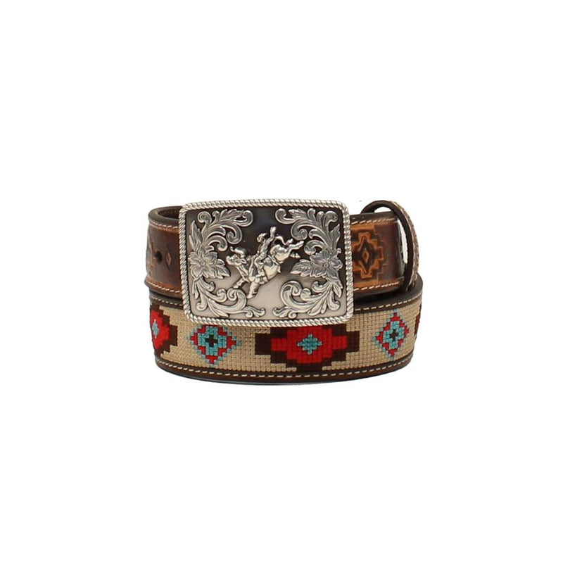 Boys M&F Aztec Beaded Bucking Bull Belt