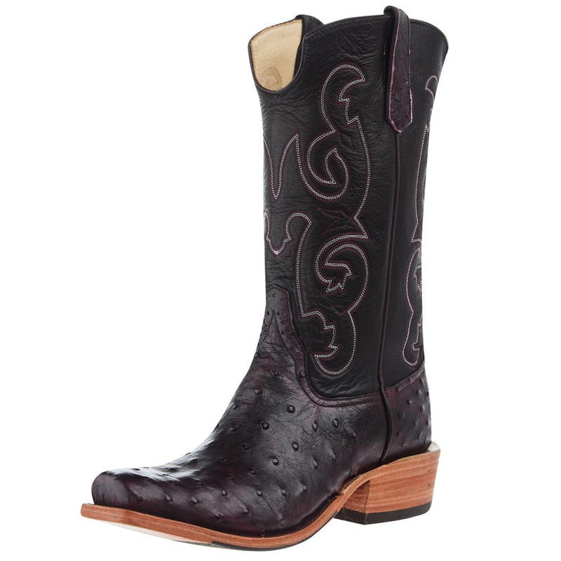 Men's Black Cherry Full Quill Ostrich 13in Black Remuda Top