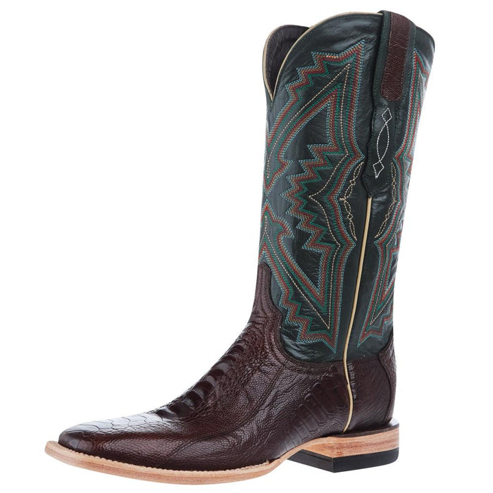 Men`s Chocolate Ostrich Leg Vamp 13In Navy Top