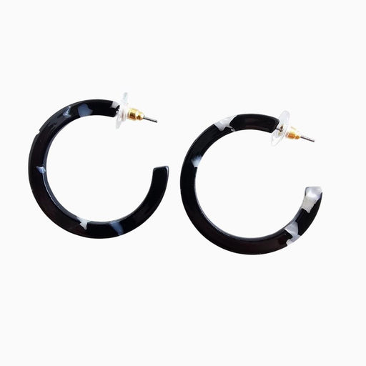Camy Onyx Black Hoop Earrings