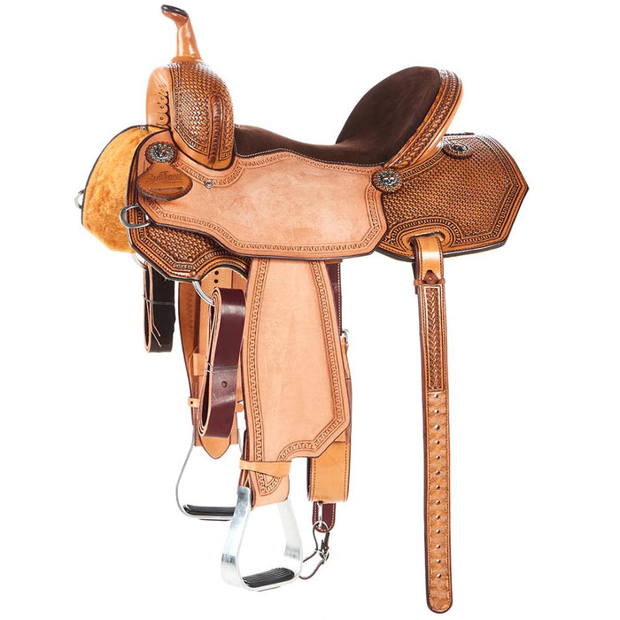 14.5in 1/2 Breed Geometric Mini Basket Stamp Barrel Saddle