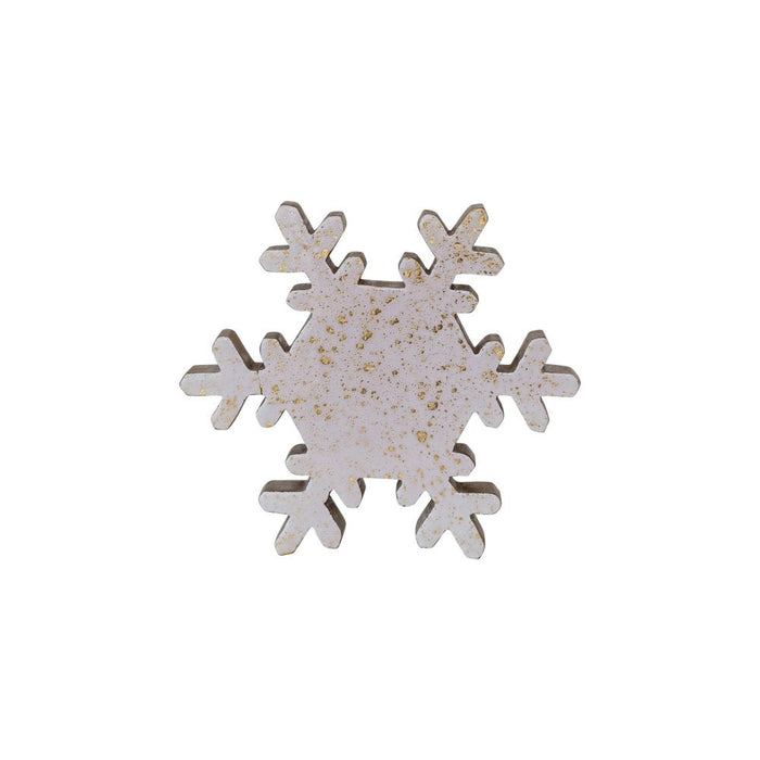 Enameled Mango Wood Snowflake With Gold Splatter