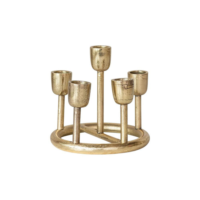 Aluminum 5 Taper Candle Holder With Gold Finish