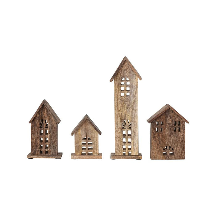 Carved Mango Wood 4 Piece House Set