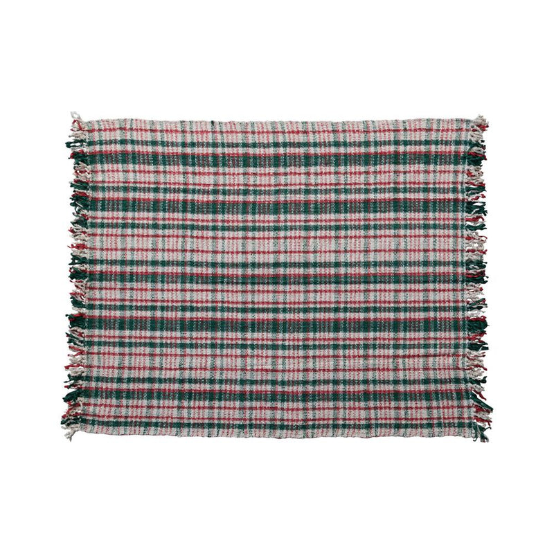Cream/Green/Red Plaid Throw