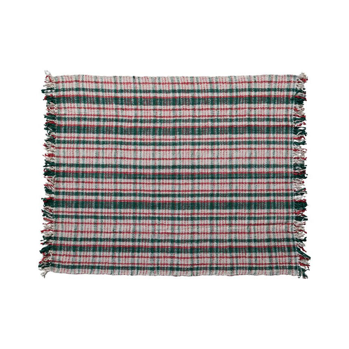 Cream/Green/Red Plaid Throw