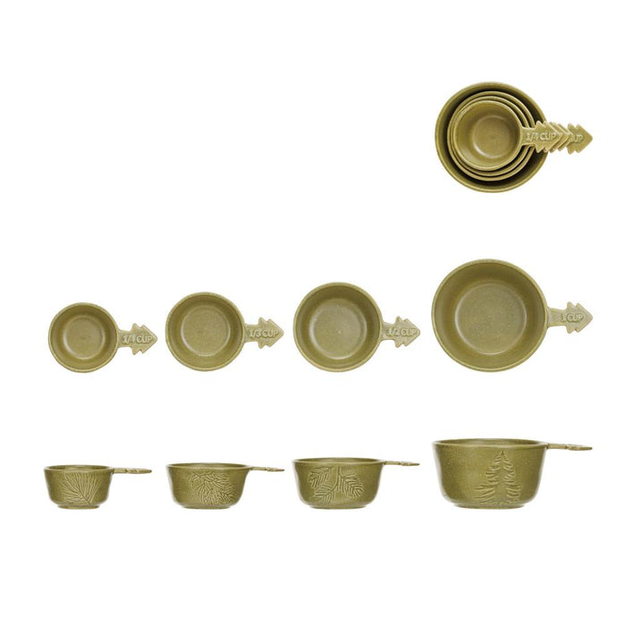 Green Stoneware Measuring Cup Set