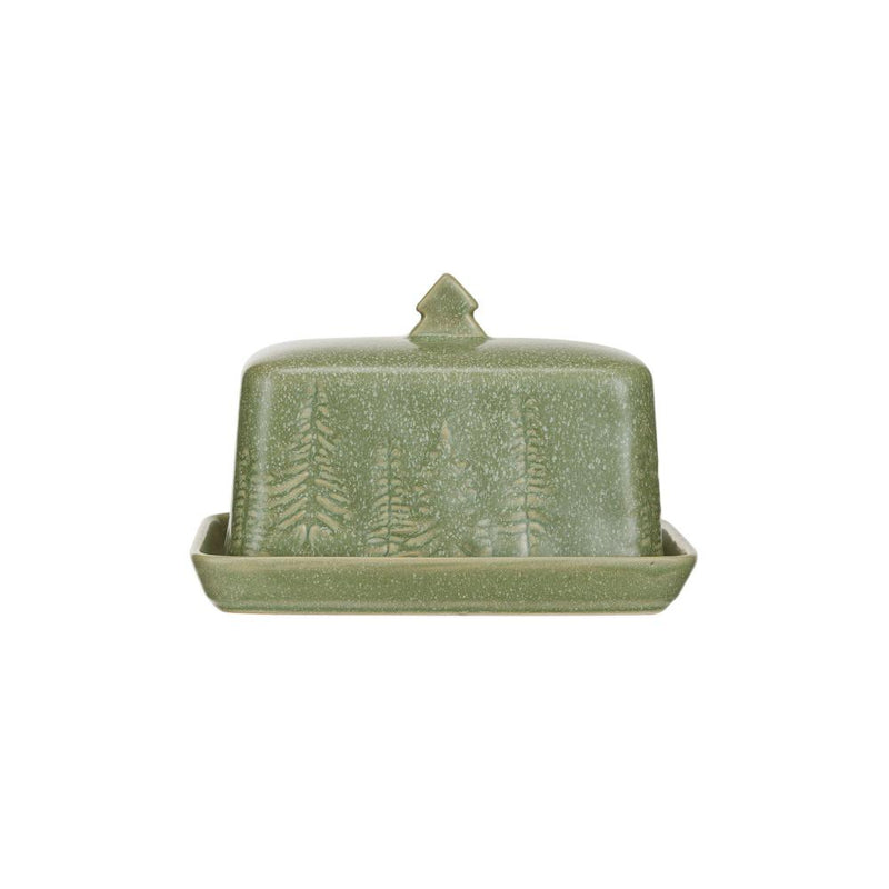 Green Debossed Butter Dish