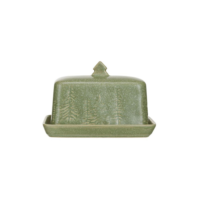 Green Debossed Butter Dish