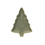 Green Stoneware Tree Shaped Platter