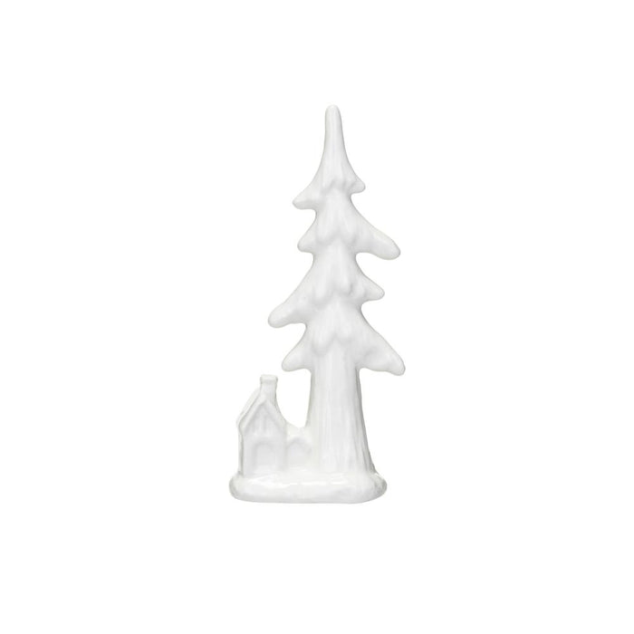 White Ceramic Tree With Cabin