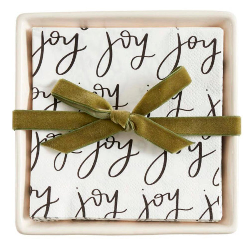 Ceramic Tray With Joy Napkin